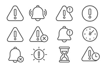 Alert icons representing notifications and reminders in a minimalistic design suitable for various applications