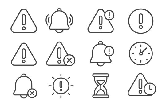 Alert icons representing notifications and reminders in a minimalistic design suitable for various applications