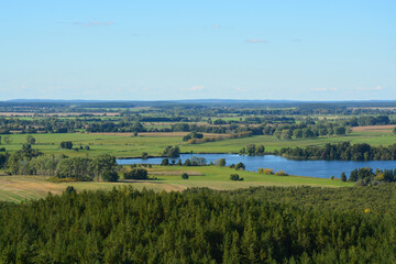 Feld, Wald, See, Himmel, Horizont, Natur, Landschaft, von oben, Aussicht, Ausblick