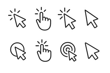 Various cursor icons showing different hand gestures and styles for digital interaction usage