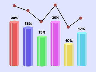 business infographics round bar with percentages vector
Vector business infographics with round tall flasks of different colors with the image of percentages