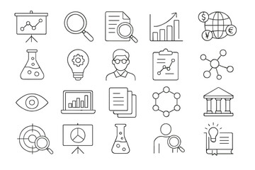 Visual representation of business analysis and research tools used for data evaluation and decision making in a corporate environment
