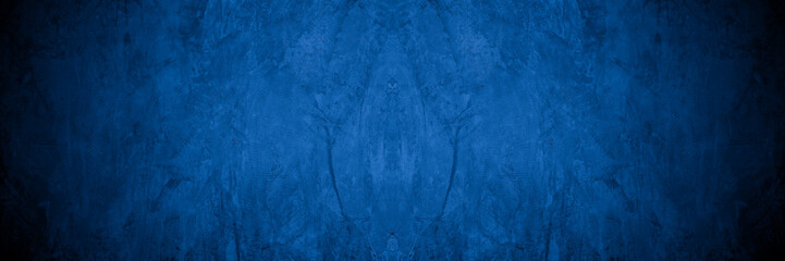 Old wall pattern texture cement blue dark abstract  blue color design are light with black gradient background.