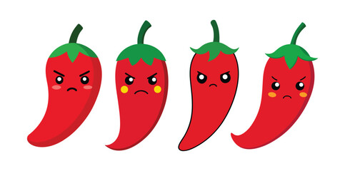 Red Chili Vector with Angry Face vektor Illustration