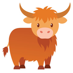 Image of Cute cartoon highland cow illustration friendly scottish cattle vector graphic design printed on Printed Glass Splashbacks