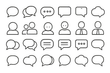 Collection of speech bubble icons featuring various shapes and styles for conversation representation