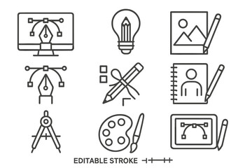 Obraz premium Visual representation of graphic design tools and concepts used by designers in creative workspaces