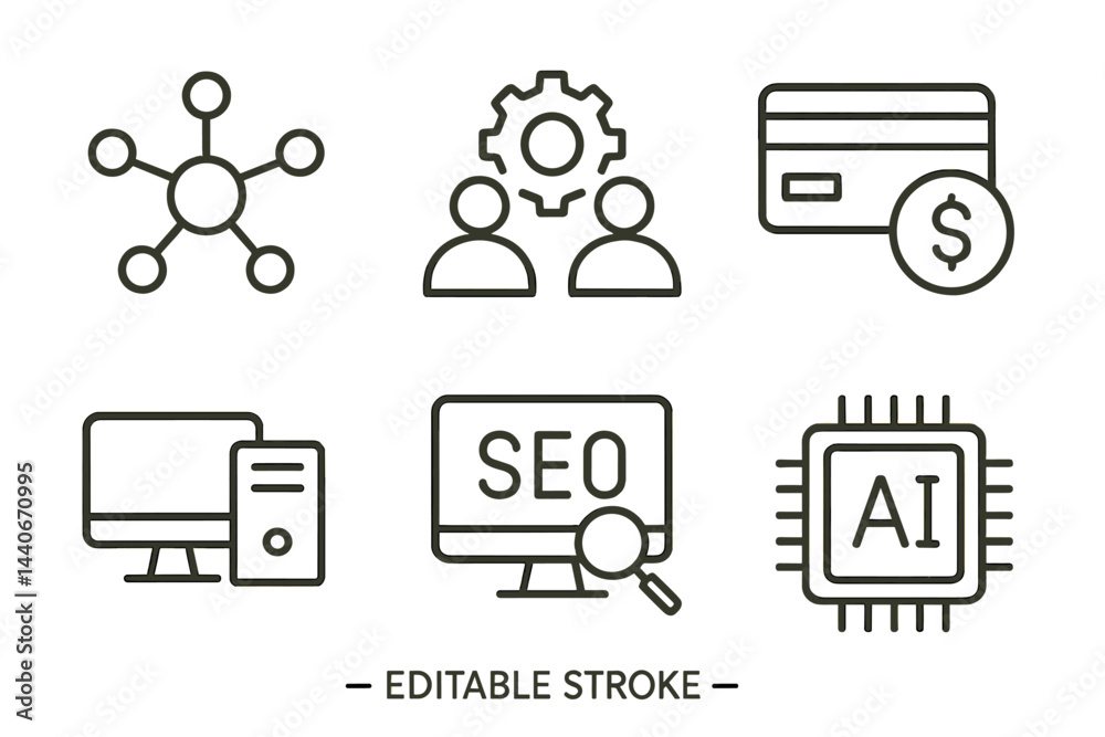 Fototapete design elements illustrating technology and finance concepts including networking, collaboration, an