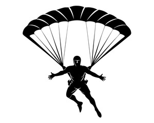 Skydiving Vector Illustration | Skydiver Silhouette SVG Design for Adventure Crafts