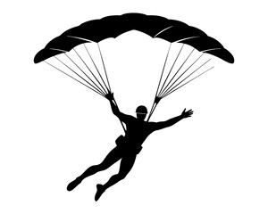 Skydiving Vector Illustration | Skydiver Silhouette SVG Design for Adventure Crafts