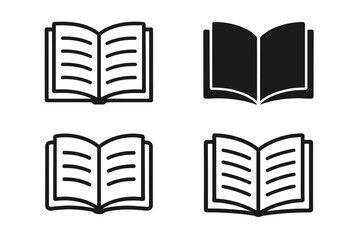 Variety of open book illustrations showcasing different styles and designs suitable for educational content