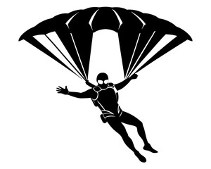 Skydiving Vector Illustration | Skydiver Silhouette SVG Design for Adventure Crafts
