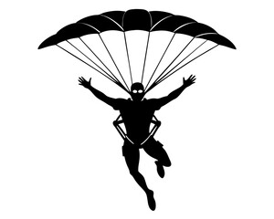 Skydiving Vector Illustration | Skydiver Silhouette SVG Design for Adventure Crafts