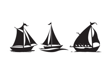 Silhouette Sailboats Clipart Nautical Ship Vector Art for Designs