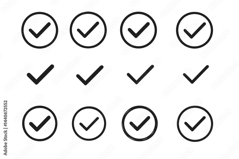 Poster simple check mark icons arranged in a grid pattern for use in digital design projects or presentatio