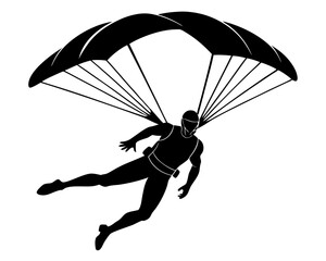 Skydiving Vector Illustration | Skydiver Silhouette SVG Design for Adventure Crafts