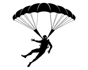 Skydiving Vector Illustration | Skydiver Silhouette SVG Design for Adventure Crafts