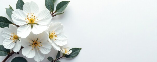 Obraz premium White blossoms & gray-green leaves against a heavily textured white surface , detail, textured background