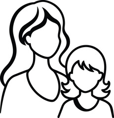 silhouette of mother and daughter.eps