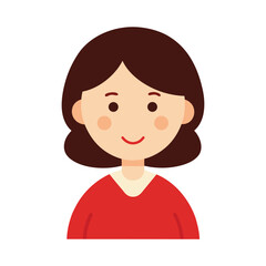 Cute cartoon woman illustration vector graphic avatar profile with brown hair