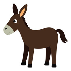 Cartoon brown donkey vector illustration simple design animal farm character isolated
