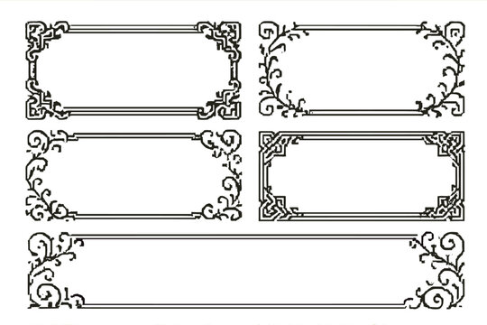 Elegant decorative frames with intricate designs for invitations or artwork display in a creative layout