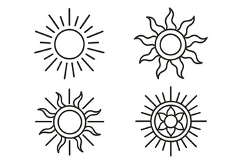 Decorative sun symbols in various designs for art and graphic projects