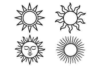 Various sun illustrations showcasing different designs and styles suitable for creative projects and artistic inspiration