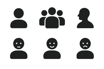 Graphic representation of various human figures and emotions in a minimalistic design suitable for communication and expression