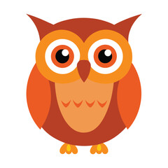 Cute cartoon owl character in orange and brown vector illustration