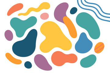Colorful abstract shapes create a vibrant design in a creative artistic layout on a white background