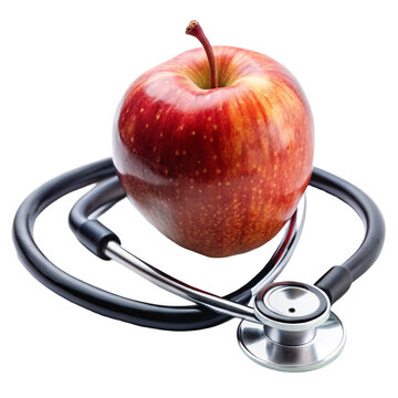 red apple with stethoscope