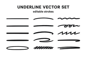 Various styles of underline vector designs suitable for graphic design projects and text emphasis