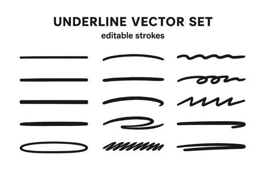 Various styles of underline vector designs suitable for graphic design projects and text emphasis