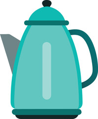 A flat vector illustration of an electric kettle or teapot isolated