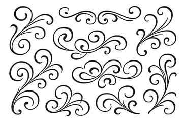 Elegant black swirl designs for artistic embellishment in decorative projects
