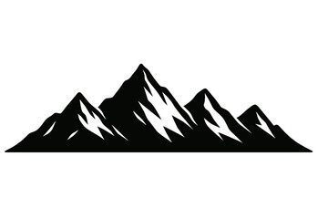 Silhouetted mountain range with sharp peaks against a plain background, capturing the essence of nature's majesty and rugged beauty