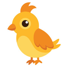 Cute yellow bird cartoon character vector illustration for childrens design