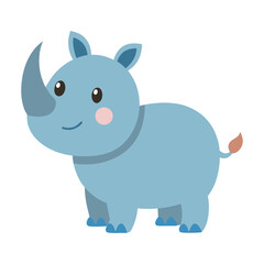 Cute cartoon rhino illustration pastel colors animal character design