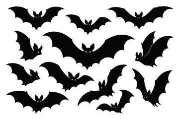Bats in flight creating a spooky atmosphere during a night in October
