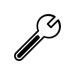 Wrench Icon, Flat Vector Illustration of a Spanner Tool Symbol.