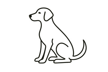 Outline of a sitting dog with a sleek design, showcasing a friendly expression and alert demeanor