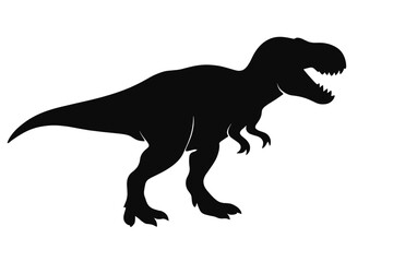 Silhouette of a tyrannosaurus rex standing in a dynamic pose against a white background