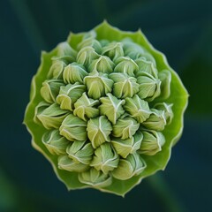 Obraz premium Macro view of vibrant green bud featuring nature's intricate patterns and textures