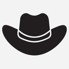 cowboy hat icon silhouette vector art illustration, black cowboy hat