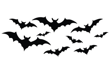 Bats Silhouettes in Various Poses
