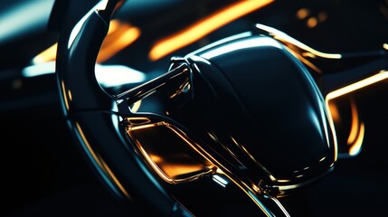 Close-up view of a modern vehicle's steering wheel.