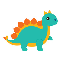 Cute stegosaurus cartoon character vector illustration isolated on white background