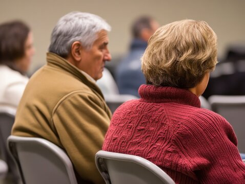 Elderly couple attending health seminar focused on senior education and preventive healthcare - Powered by Adobe