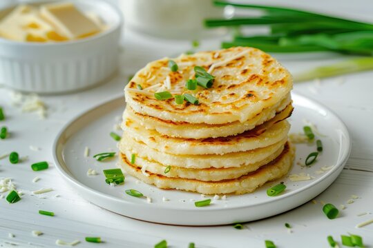 Russian pancakes oladyi for breakfast. Traditional homemade dish.